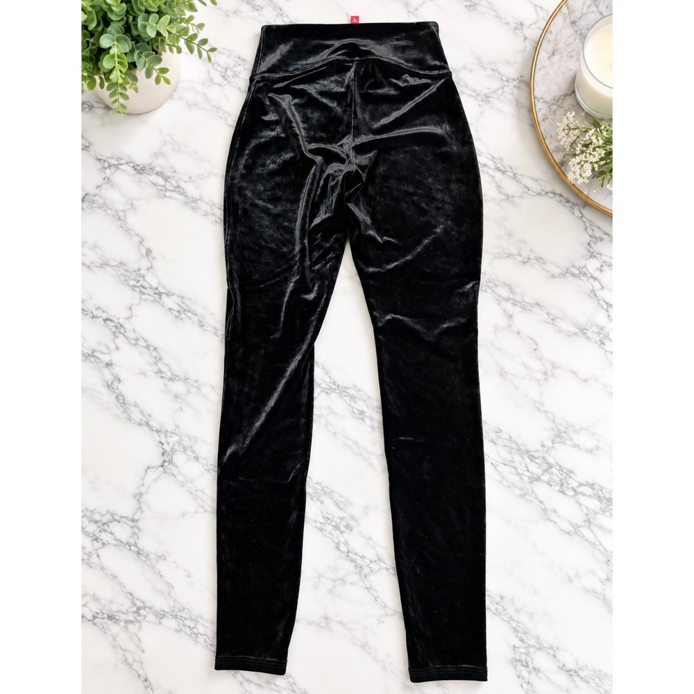 Spanx Velvet Leggings Kids Size L 10-12 Black High Rise Pull On Luxe